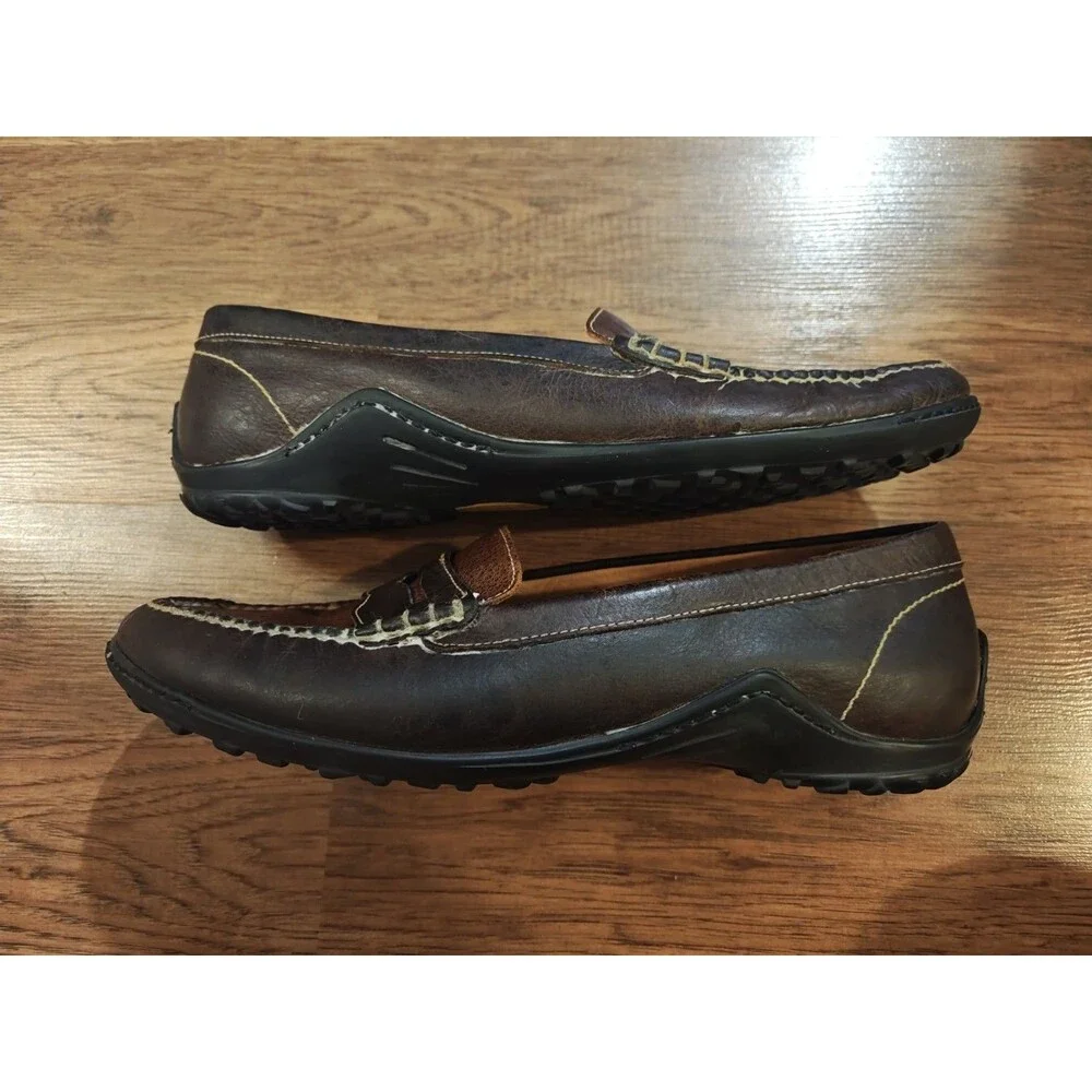 Martin Dingman Mens Shoes 10.5M Brown Penny Loafers Vibram Sole Drivers